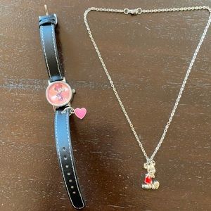 Disney necklace and watch set